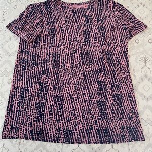 Nine West Pink and Black Abstract Short Sleeve Top
